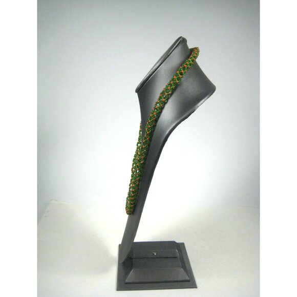 Green Shiny Seed Glass Beaded Rope Necklace Woven 26 inch Strand NO CLASP - Picture 6 of 7